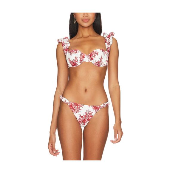 Lpa Ruffled Multicolor Zella Top Swimwear Size XS